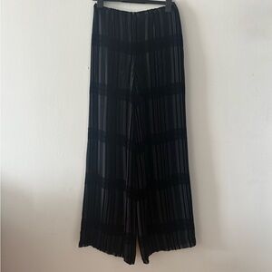 Black Striped Wide-Leg Pants